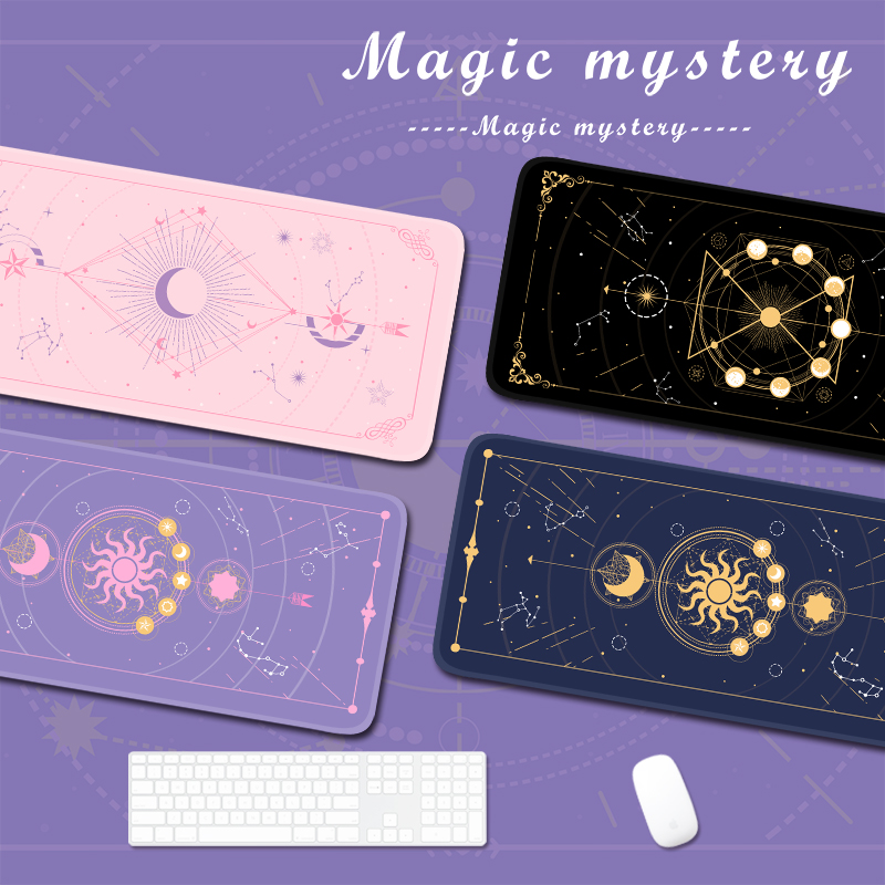 Gaming Accessories For Desk - 魔法の月の星が付いたゲームマウスパッド,大きいサイズ,紫,かわいいxxl,防水,滑り止め,ラップトップ,デスクアクセサリー