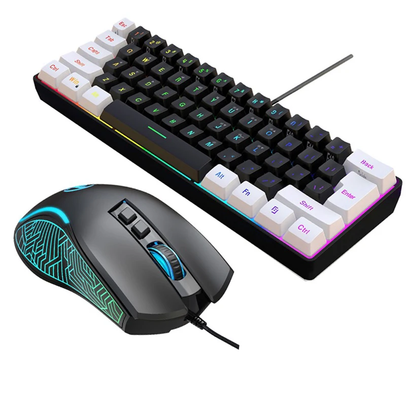 Gaming Accessories Combo - キーボードとマウス 60% コンピューターゲームコンボキット PC バックライト付き有線キーボード マウスキット