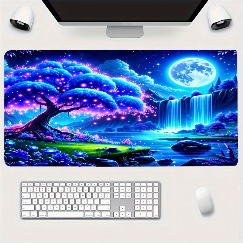 Gaming Accessories Brands - ブランド大型アイアンマウスパッド月星空滝滑り止めゲームオフィスデスクトップ特大花柄コンピューターアクセサリー