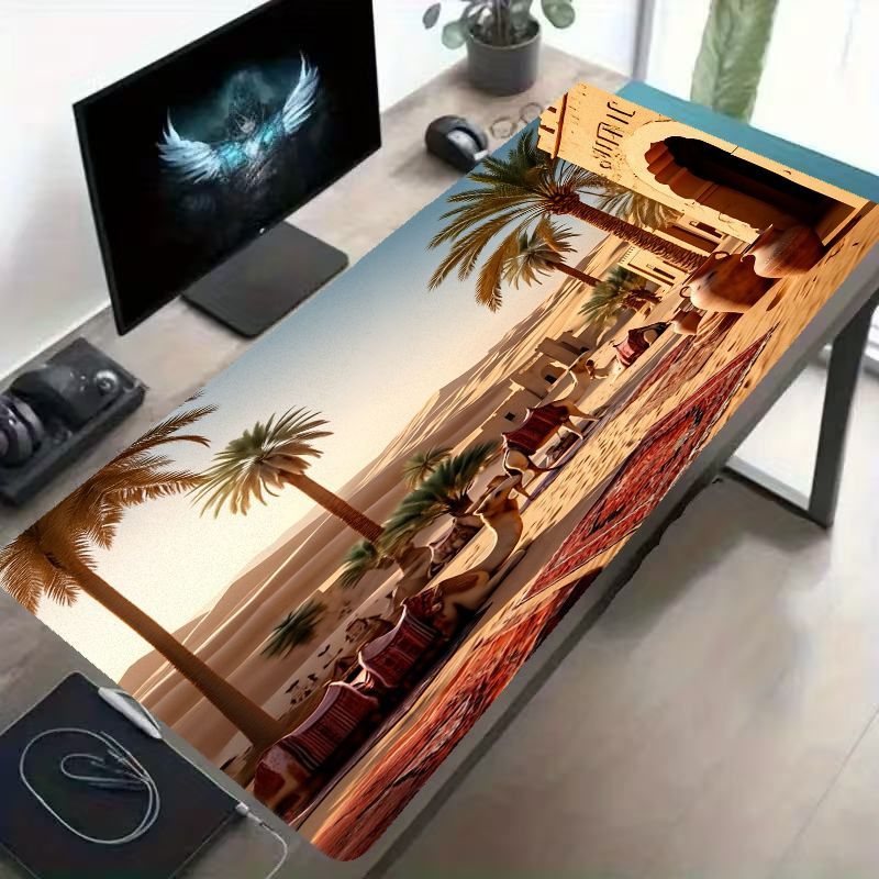 Gaming Accessories Brands - ブランド特大3DデザートマウスパッドHDプリントゲーミングマットモダンオフィスコンピューターデスクアクセサリーエキゾチックな風景パターン