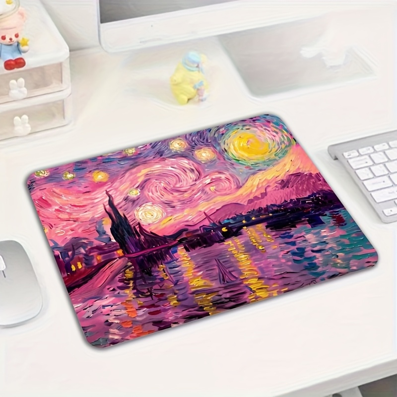 Gaming Accessories Brands - ブランド抽象ピンク星空油絵マウスパッド滑り止めゴムベースオフィスキーボードポータブルゲームアクセサリー