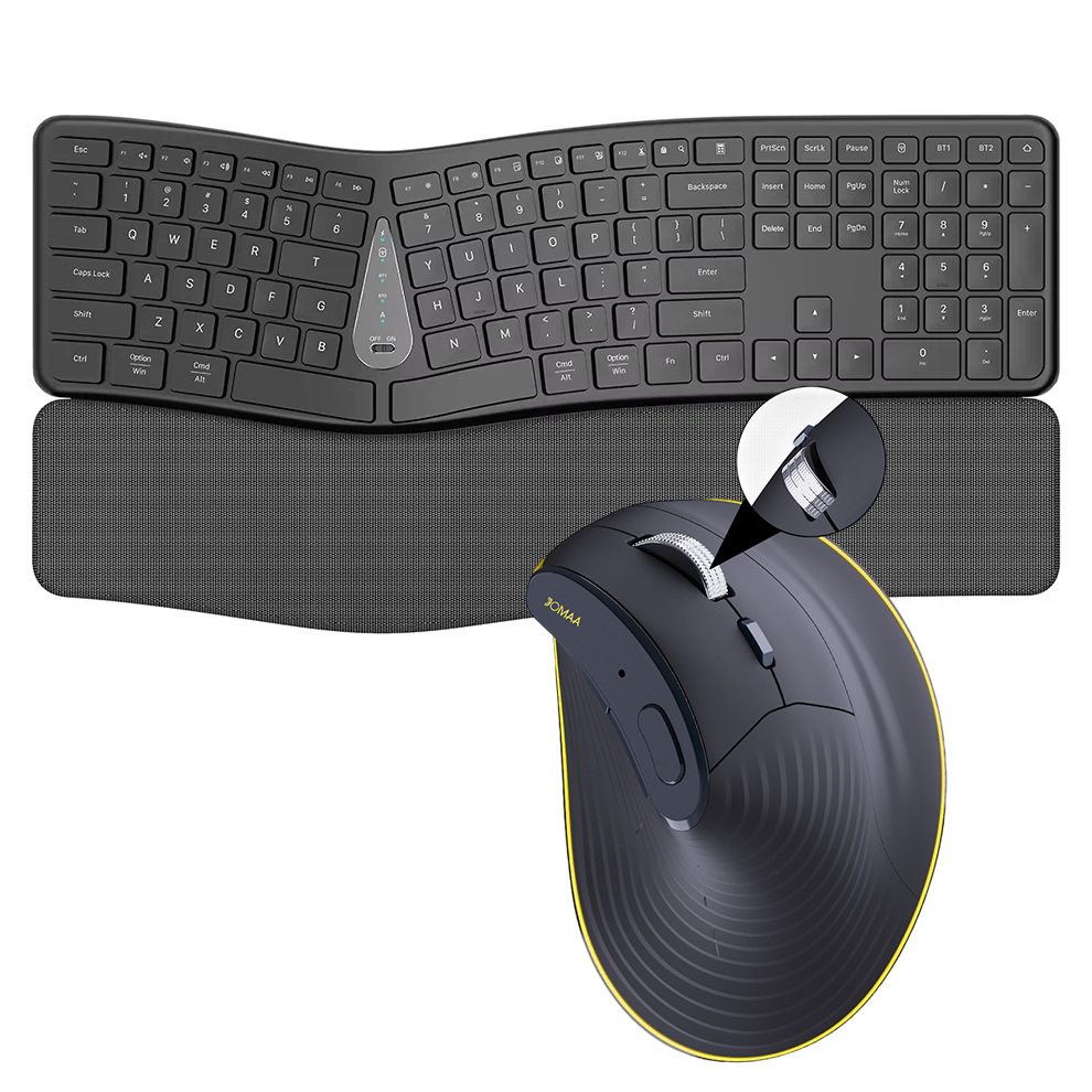 Gaming Accessories Combo - 2.4G ワイヤレスキーボードマウスコンボ、快適な自然なタイピング、パームレスト、マルチデバイス Bluetooth 充電式キーボードセット