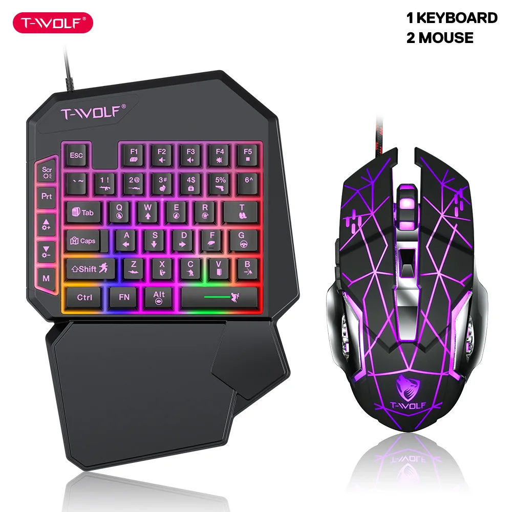 T-wolf-tf900片手キーボードセット、鶏と食事のため - Gaming Accessories Bundle のレビューと価格