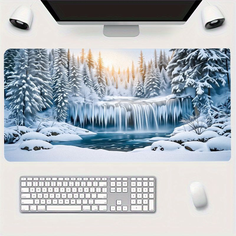 ブランド冬の雪景色大型マウスパッド氷の森テーマデスクマットソ - Gaming Accessories Brands のレビューと価格
