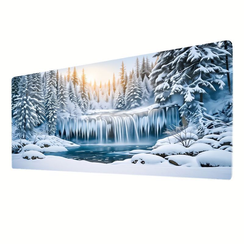 ブランド冬の雪景色大型マウスパッド氷の森テーマデスクマットソ - Gaming Accessories Brands のレビューと価格