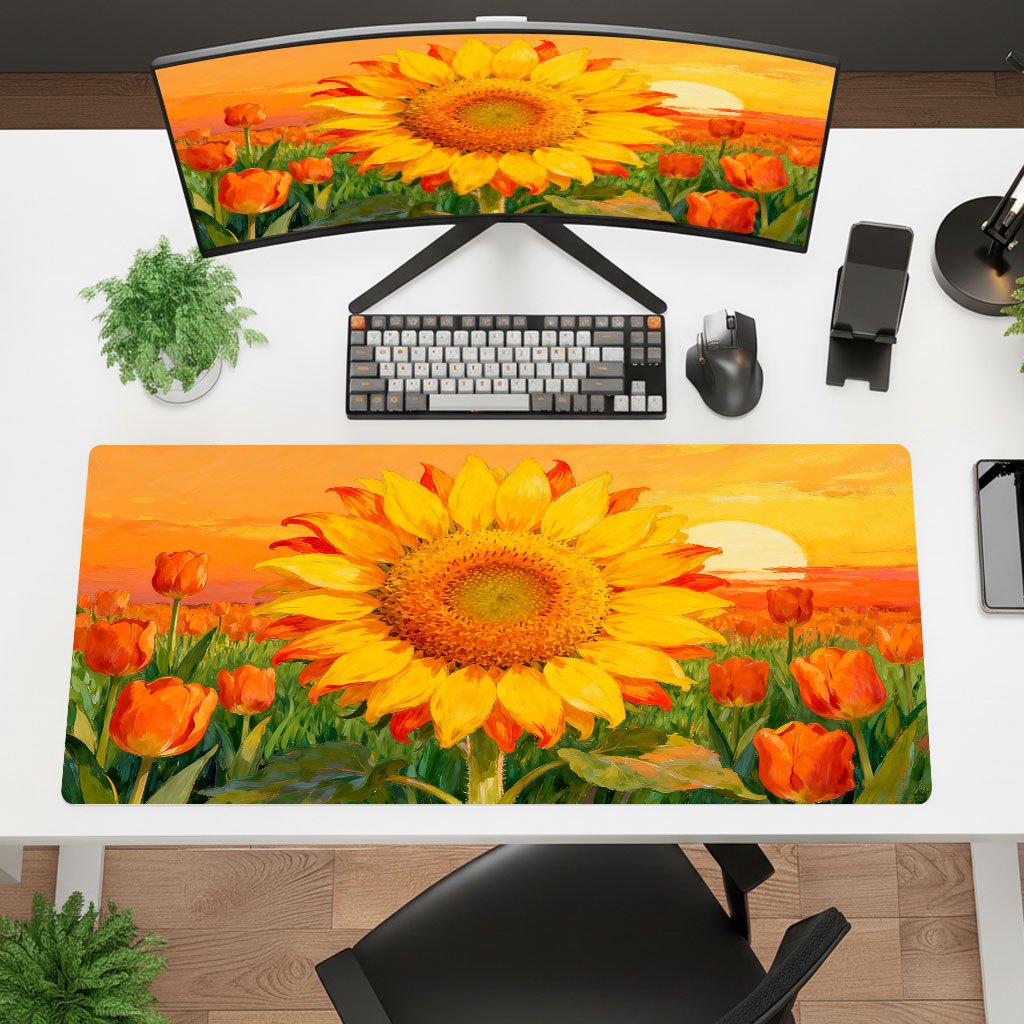 ブランドイエローサンフラワーマウスパッド、厚手のHDプリント - Gaming Accessories Brands のレビューと価格