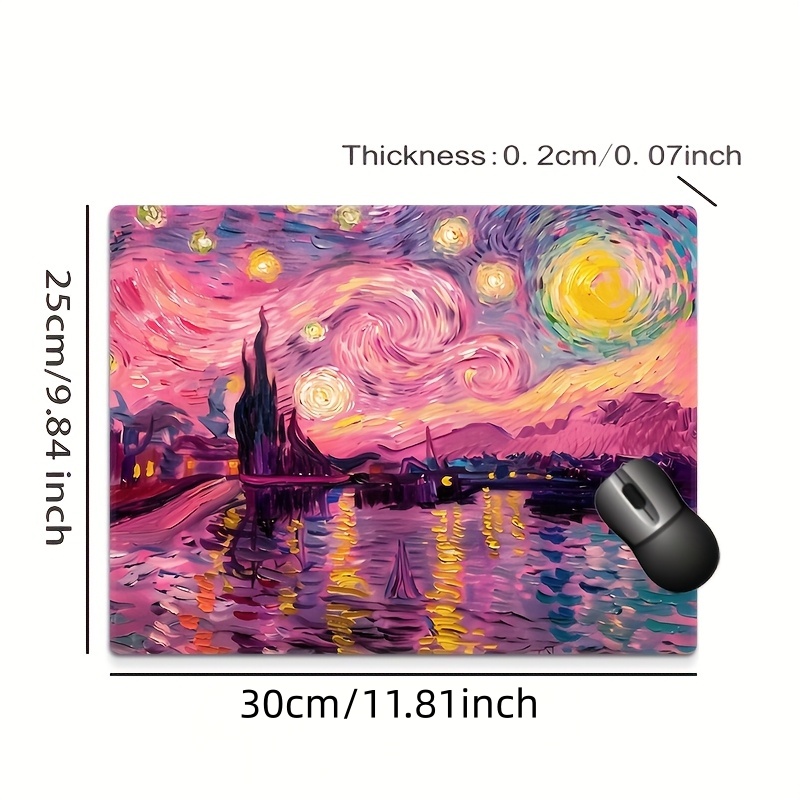 ブランド抽象ピンク星空油絵マウスパッド滑り止めゴムベースオフ - Gaming Accessories Brands のレビューと価格