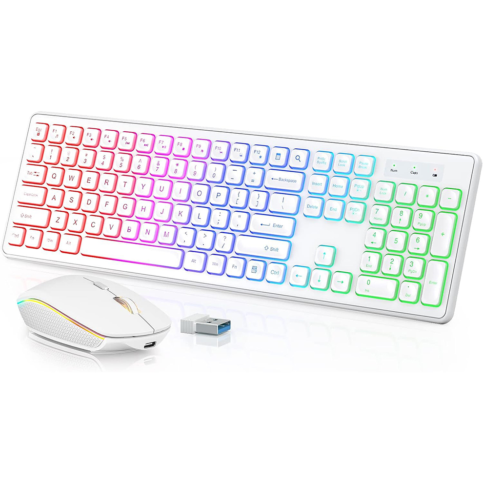 バックライト付きワイヤレスキーボードとマウス、静かなライトア - Gaming Accessories Combo のレビューと価格